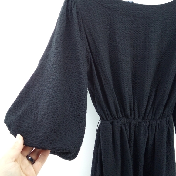 Anthropologie Romper Black Texured Puffy Bubble Sleeves  XS by Anthropologie - Picture 11 of 15